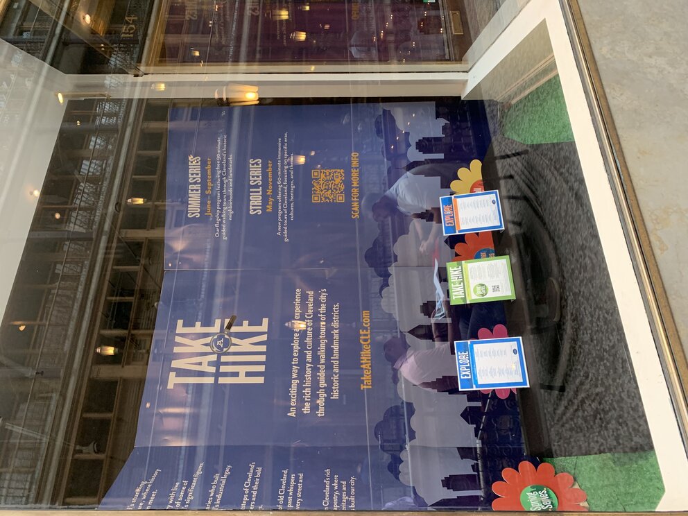 a window with a sign on it