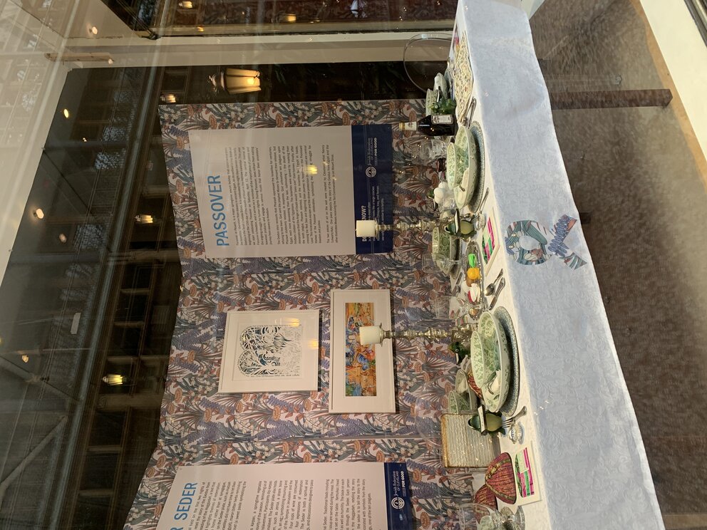 a table with plates and dishes on it