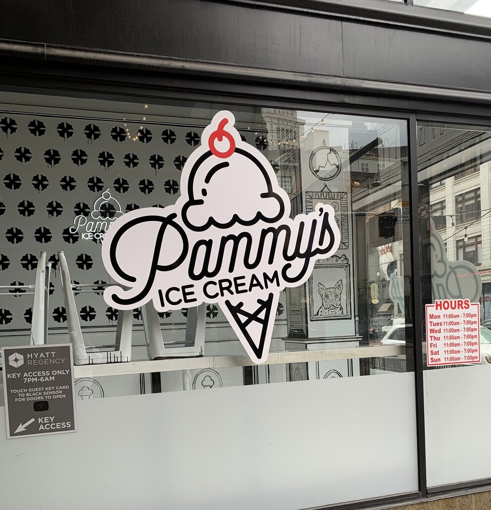 a window with a sign on it